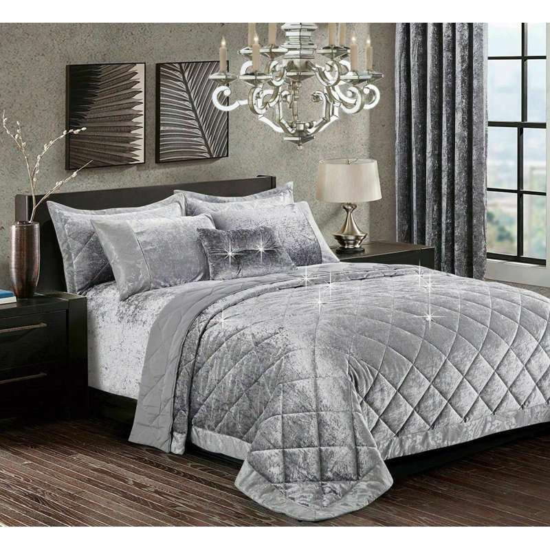 Altinaj Bedspread with Pillowcases Included, 250 x 250cm Bedspread + 2 Shams, Grey