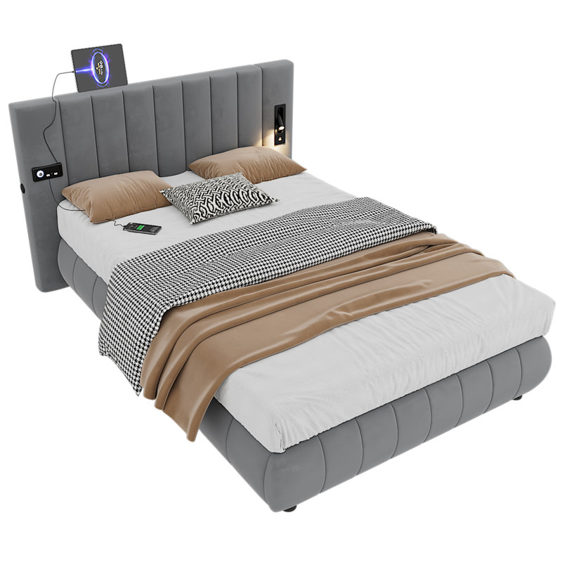 Upholstered Velvet Bed Frame, Double (4'6)