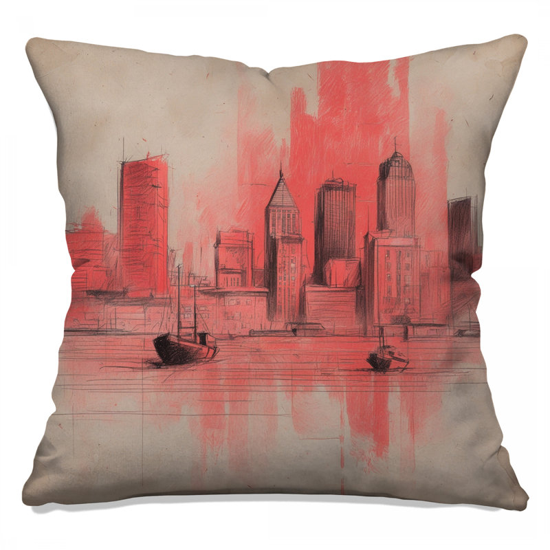 Coussins décoratifs Red City Skyline, 20 x 20 pouces