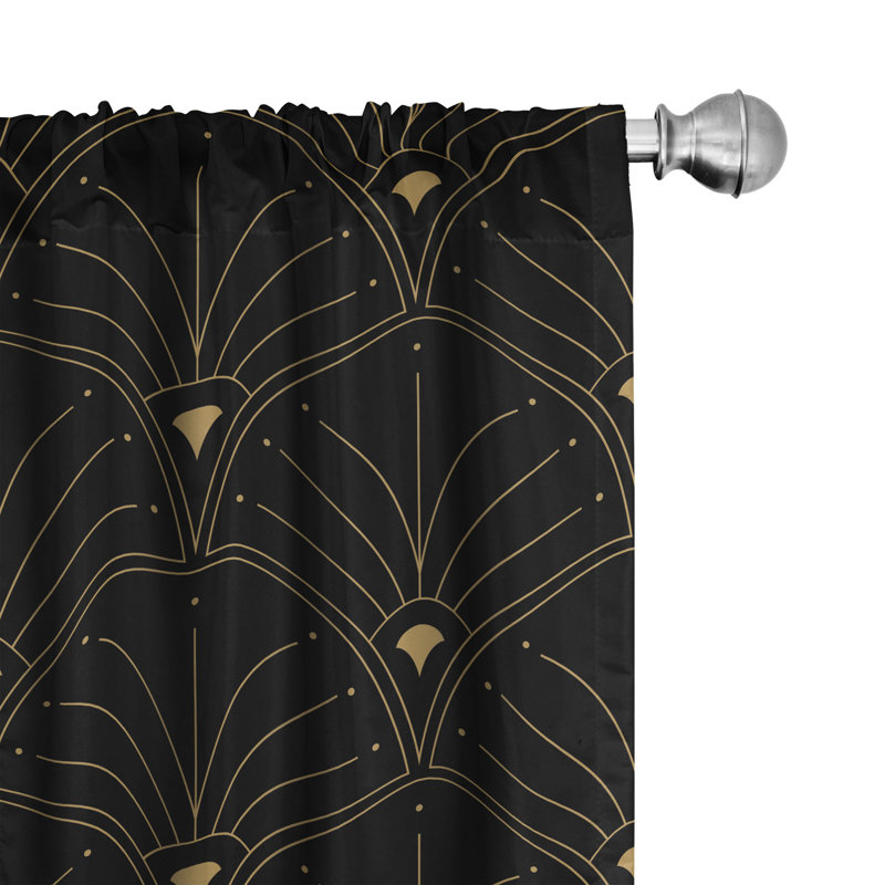 Semi Sheer Curtain Pair, Black/Sand Brown, 56" W x 84" L