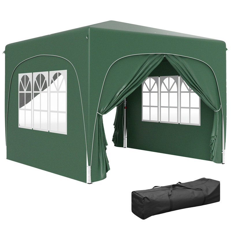 Outsunny 3 x 3(m) Pop Up Gazebo with Sides, Carry Bag, UPF50+, Green