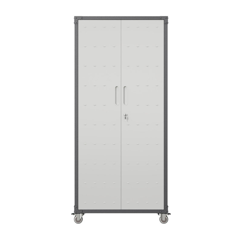 71-Inch Metal Garage Storage Cabinet With Wheels Heavy-Duty Tool Storage For Home/Office/Garage Black/Gray