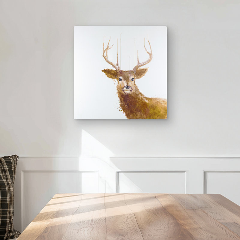 Abstract Deer - Rustic Beige Metal Print for Home Decor