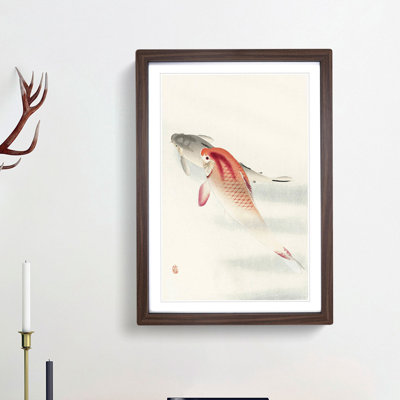 Two Carp by Ohara Koson - Framed Print