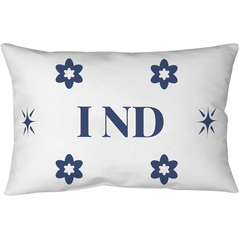 Coussin d'extérieur soufflé et fermé Indianapolis Basketball, Rectangle H 14 po x l 20 po, Blanc / Bleu