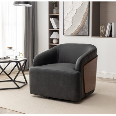 Fauteuil demi-tonneau pivotant en similicuir Broderic