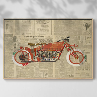 Toile tendue avec châssis rétro vintage rouge prêt à accrocher