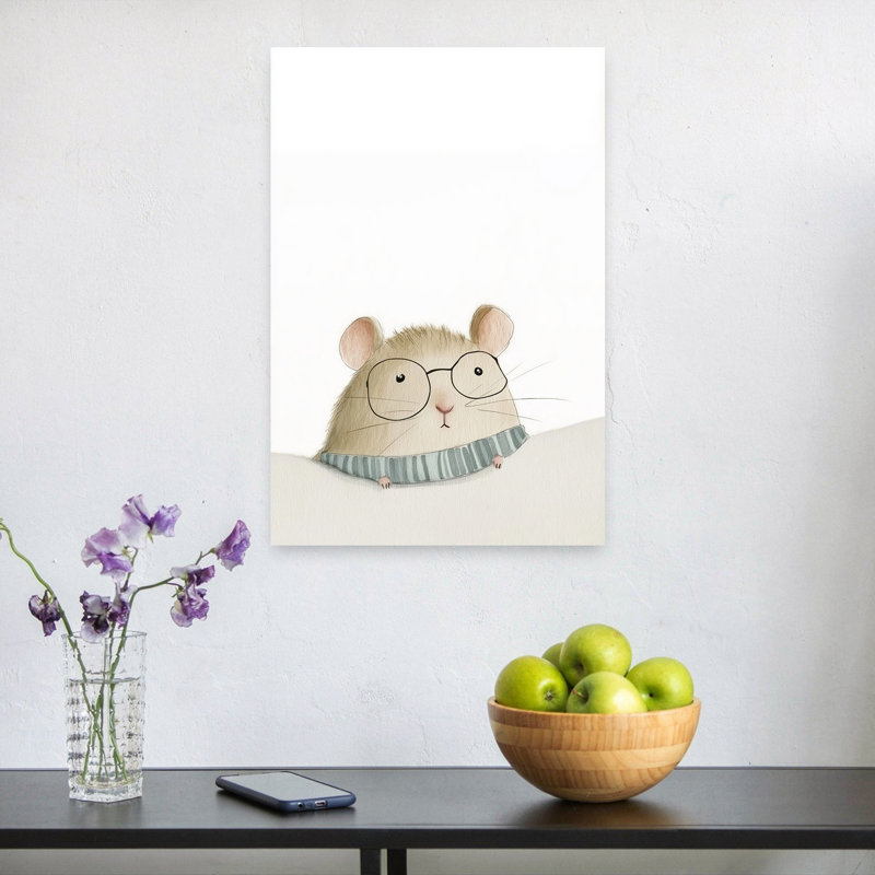 Curious Little Mouse Contemporary Animal Wall Art Print by Mathieu - Wrapped Canvas Print, 60.96cm H x 40.64cm W
