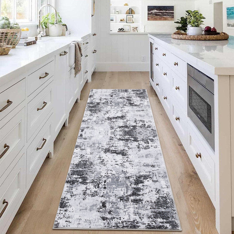 Washable Area Rug Modern Abstract Carpet with Non-Slip Backing, Stain-Resistant Low Pile Floor Rug, Easy Cleaning Foldable Indoor Mats for Bedroom, Living Room, Office