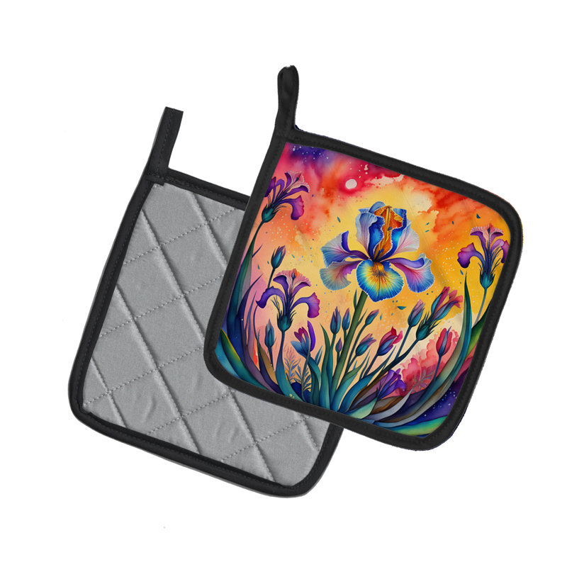 Colorful Iris Pair of Pot Holders