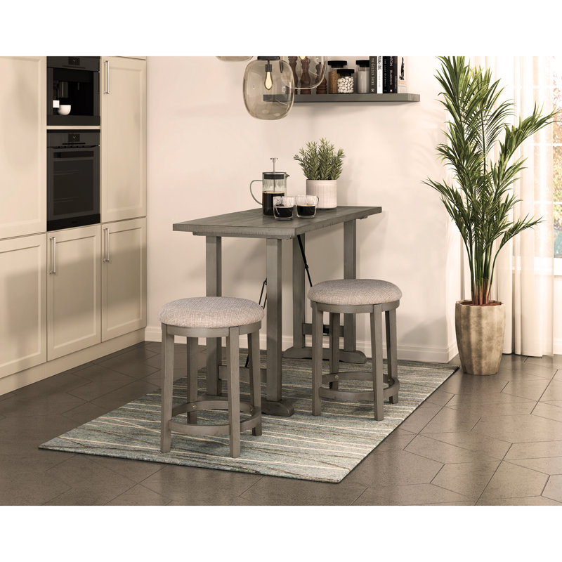 3pc Counter Height Set Counter Height Table with 2x Stools Foam Cushioned Seats