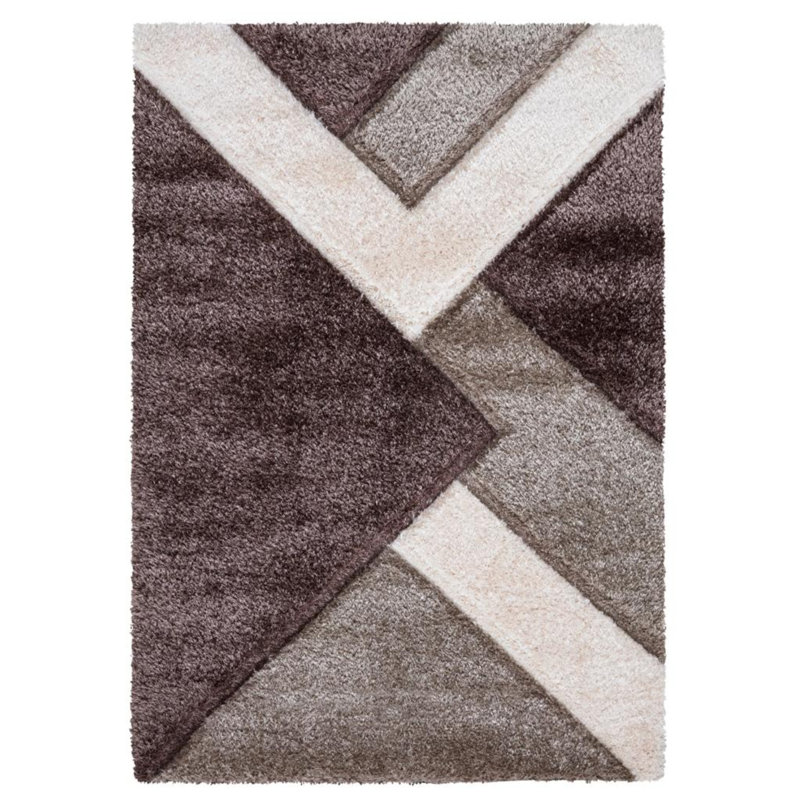 Woodbranch Geometric Shag Area Rug, Rectangle 60 x 110cm