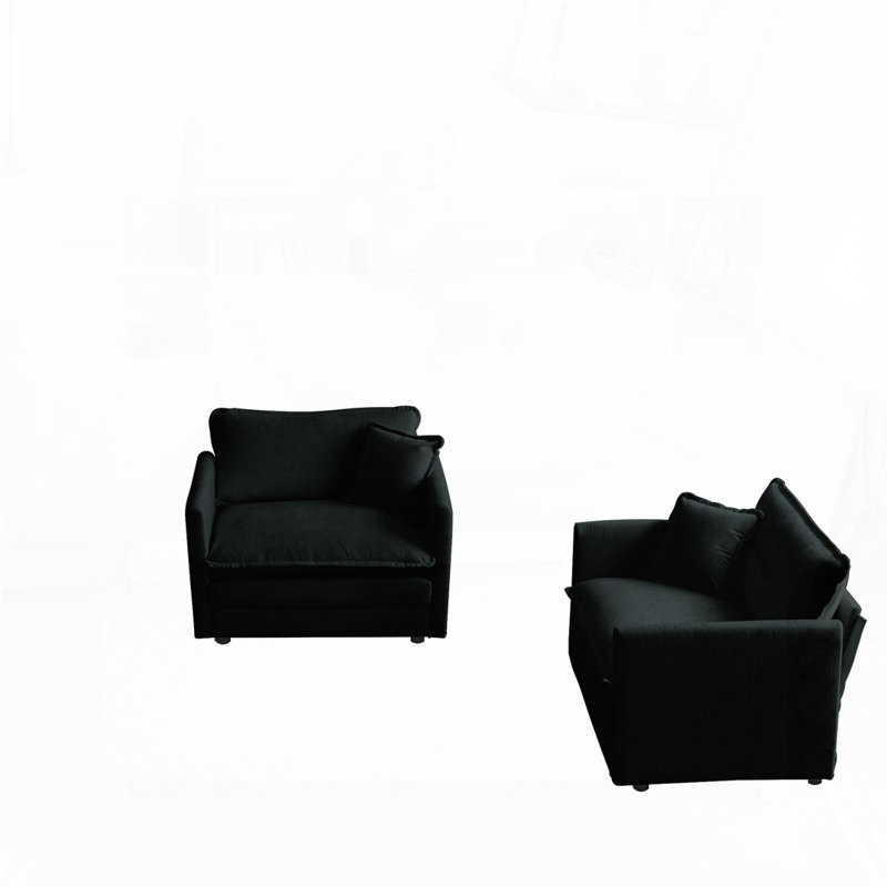 Ensemble de chaises avec accoudoirs rembourrés Chenille, Noir