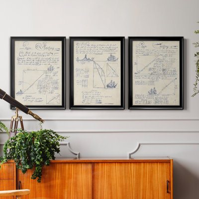 «Nautical Journal IV», ensemble de 3 impressions sur toile encadrées