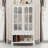 62'' H X 35 '' W Bookcase With Patterned Glass Doors And Open Shelve-2035642174