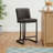 Forsyth 24" Gray Counter Stool with Upholstered Faux Leather and Black Metal Frame-769895049