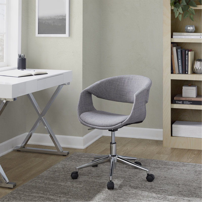 Task Chair In Chrome Metal And Grey Fabric