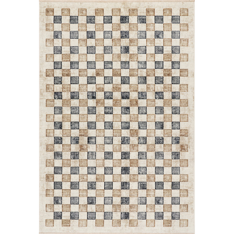  Virelle Modern Checkered Area Rug, Runner 2'8" x 8'