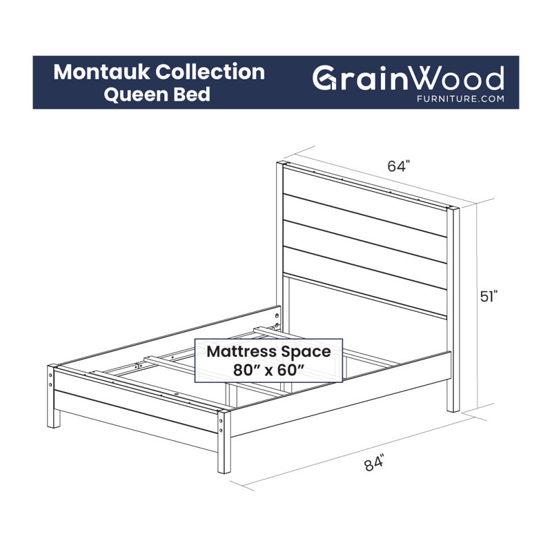 Montauk Solid Wood Panel Bed, Twin, Farmhouse Black