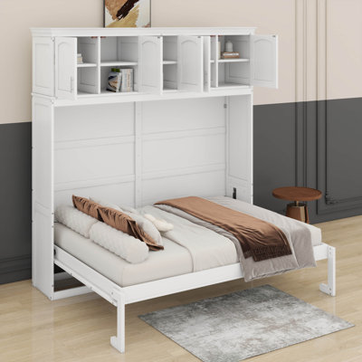 Grand lit escamotable avec armoires supérieures