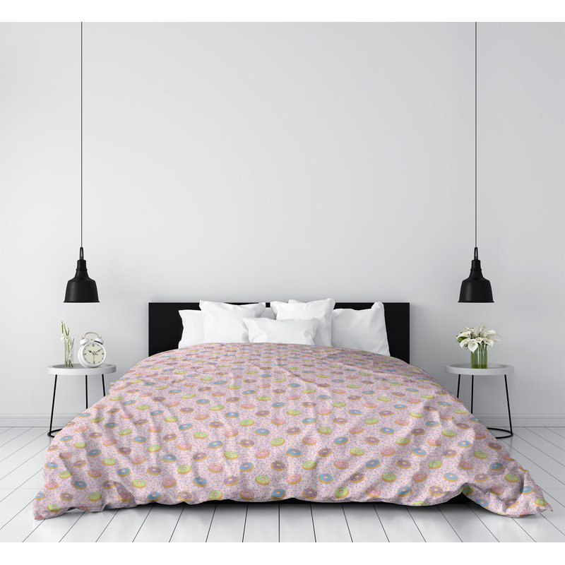 Housse de couette simple Katelyn Elizabeth, Housse de couette pour lit simple, Brun / vert / rose, Polyester brossé