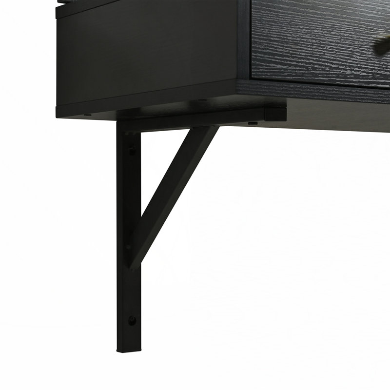 Floating Makeup Vanity Desk with Mirror, Black