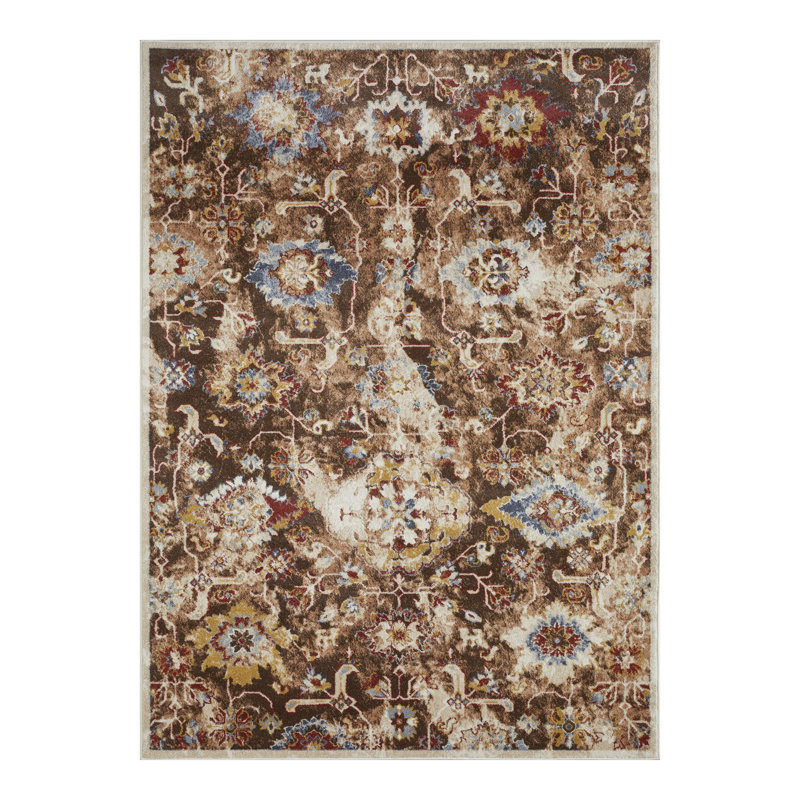 Tapis d'intérieur en polypropylène tissé à la main Raashi, Rectangle 7 pi 10 po x 9 pi 10 po