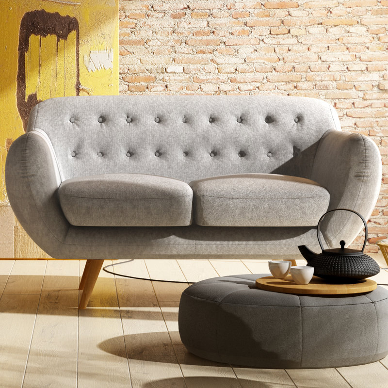 Millicent 2 Seater Loveseat, Light Grey