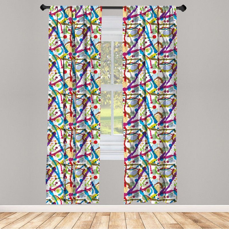 Geometric Semi-Sheer Rod Pocket Curtain Panels, 28" W x 84" L