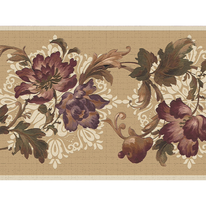 Bordure de papier peint à peindre L 15 pi x l 7 po Flowers and Leaves