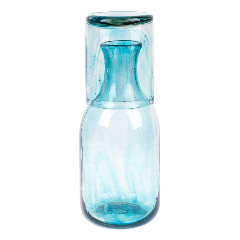 Ensemble de carafe en verre recyclé délicat fait à la main Dovecove