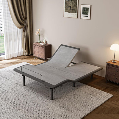 Base de lit réglable pour grand lit divisé, massage inclus, ports USB et de type C, veilleuse sous le lit, télécommande sans fil, zéro gravité, gris urbain E3100