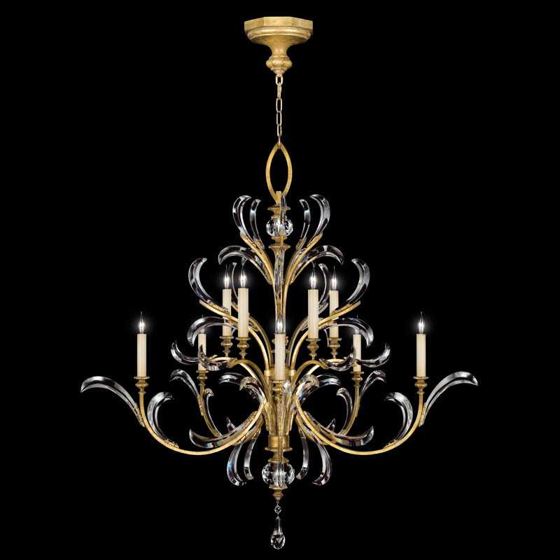 Gold Beveled Arcs 10-Light Indoor Chandelier
