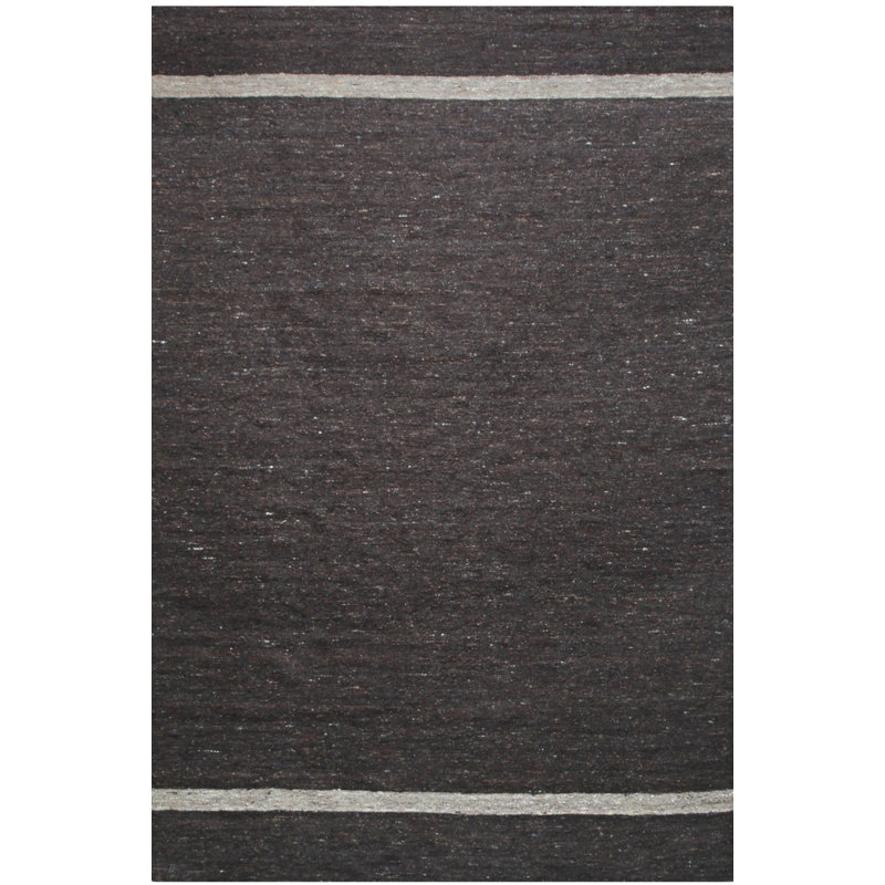 Brown Handwoven Wool Striated Earth Tones Geometric Modern Contemporary Carpet Rug, 8' x 10'