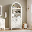 Bibliothèque arquée 63 "avec 2 portes décoratives en croix, armoire de rangement Farmhouse Pantry avec tablette ouverte, pour cuisine, salle à manger, salon, blanc-463964806