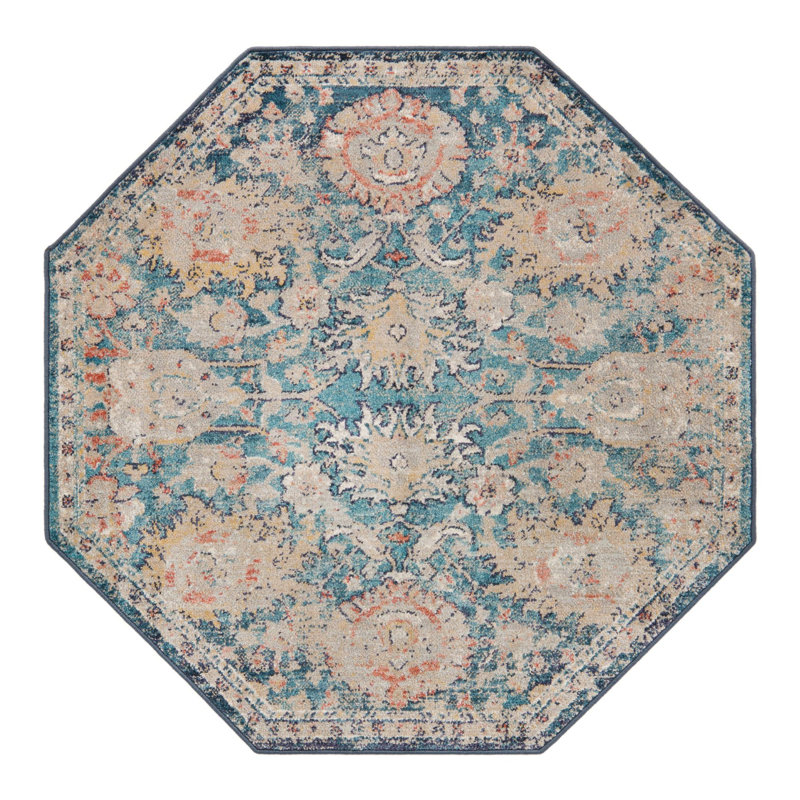 Akira Floral Indoor Rug, Octagon 3'11" x 3'11"