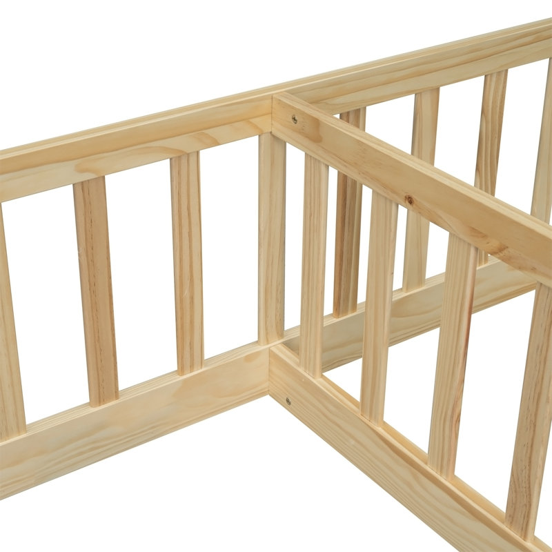 Double  Floor Bed with Fence, Natural