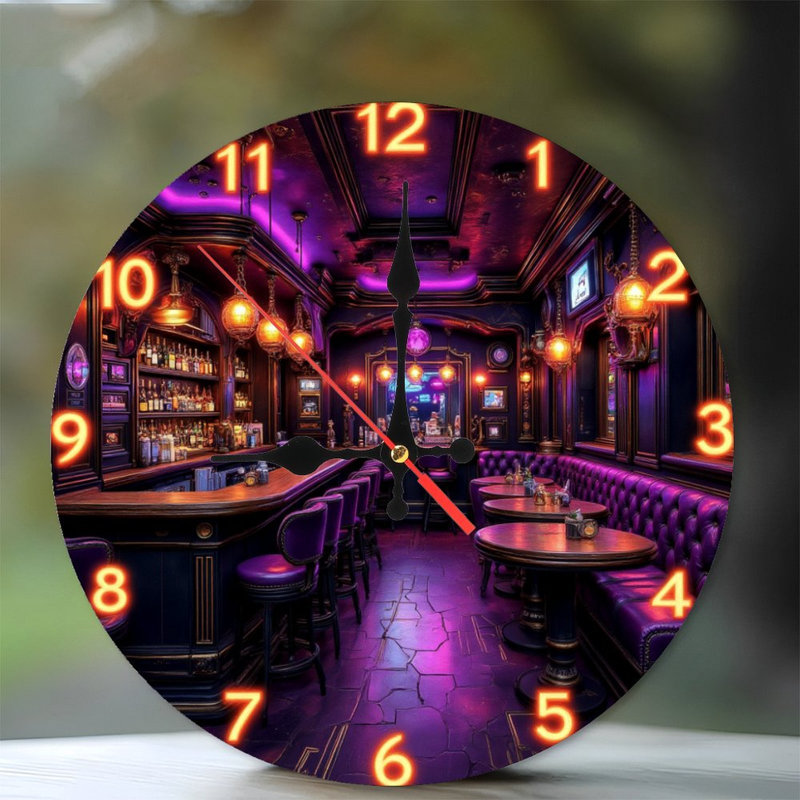 design d'intérieur de bar avec un éclairage mauve et un décor élégant