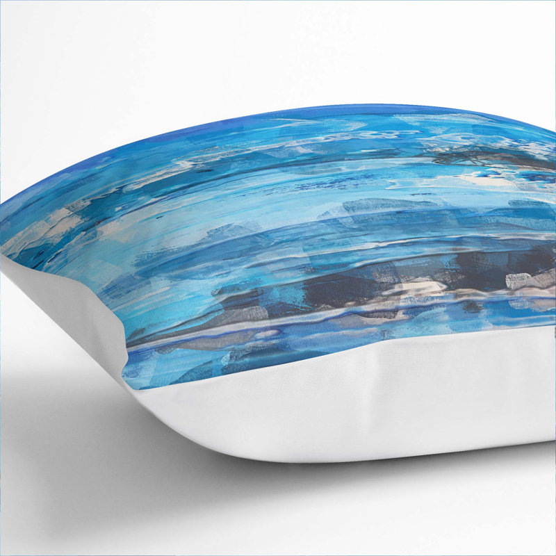 Abstract Square Throw Cushion, 40cm H x 40cm W x 15cm D, White