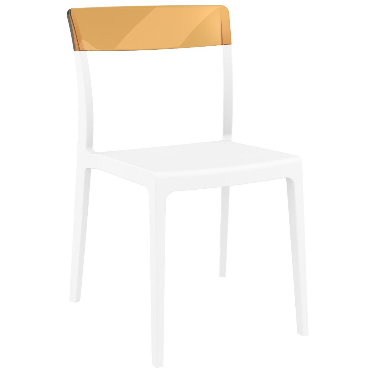 Kliebert Stackable Patio Side Chair, White/Transparent Amber