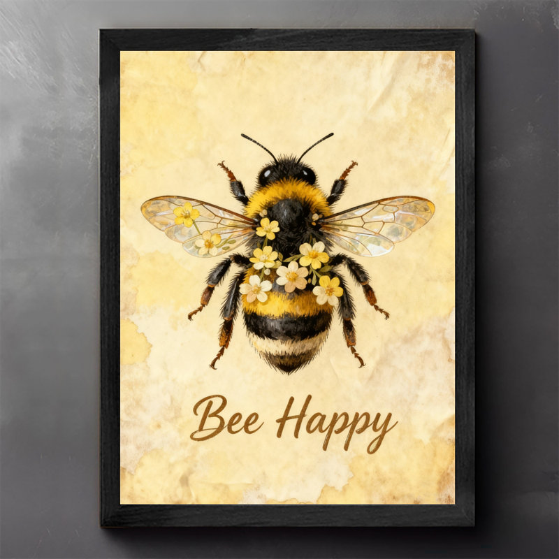 "Black Bee", art mural rétro, impression encadrée de style rétro, H 11 po x l 9 po