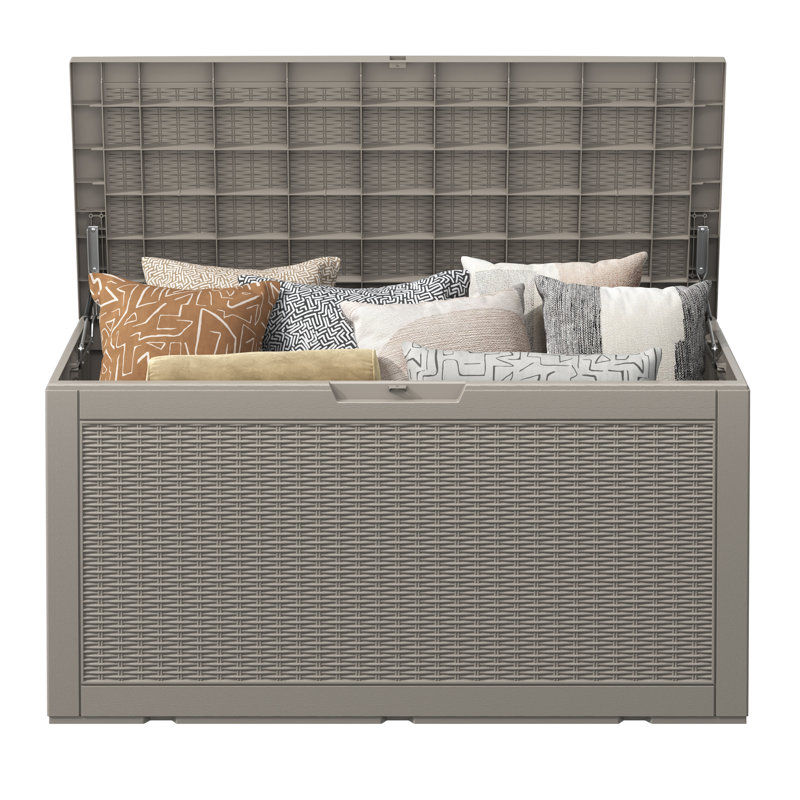 Boîte de rangement extérieure durable 100 gallons, Gris
