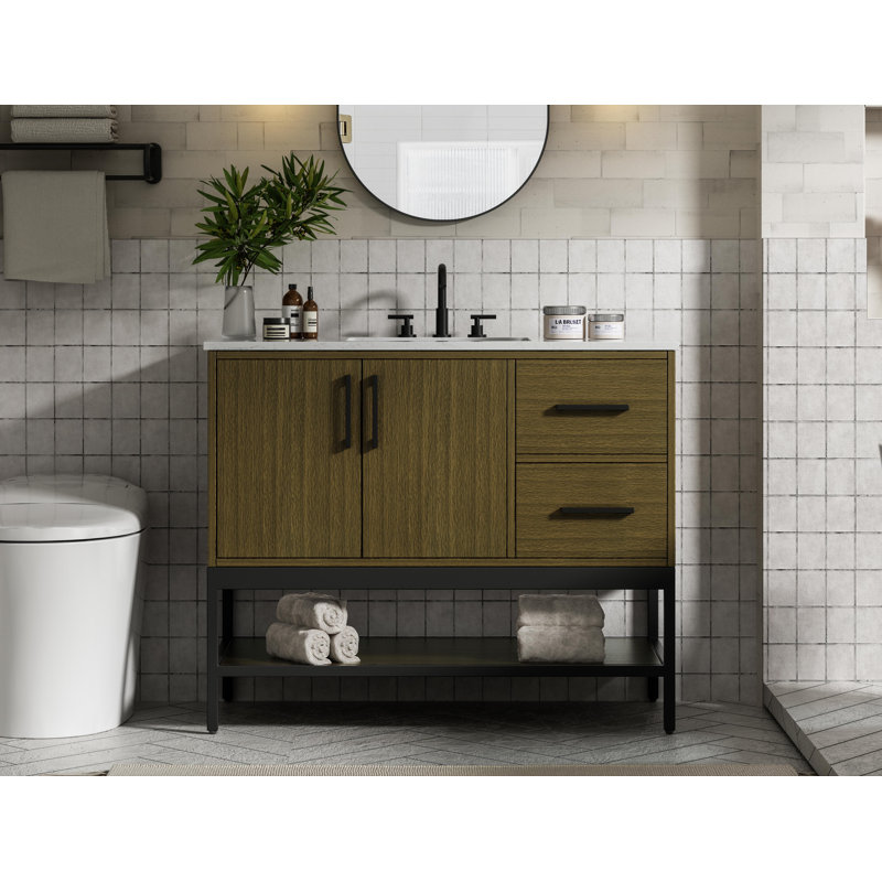 42 inch Single Bathroom Vanity, Chestnut Brown