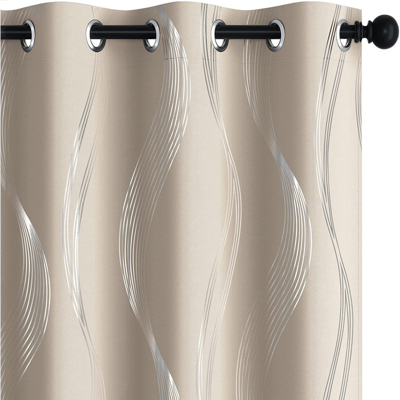 Spurgh Solid Blackout Thermal Curtain Panels, Light Beige, 52" W x 84" L