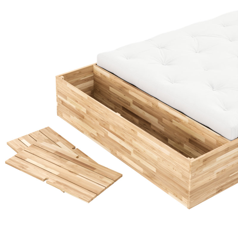 BASEMENT BED CLEAR LACQUERED STORAGE BENCH CLEAR, European Double (140 x 200 cm)