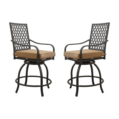 Durable Metal Patio Bar Stools, Modern Swivel High Chairs For Garden Balcony