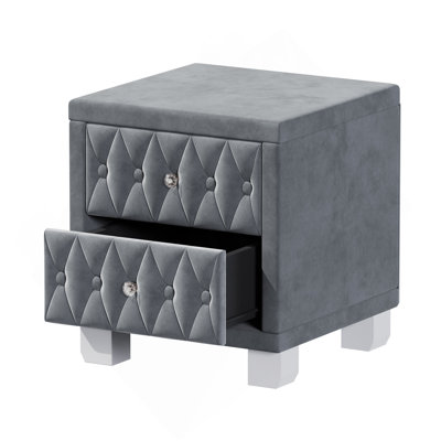 2-Drawer Upholstered Nightstand