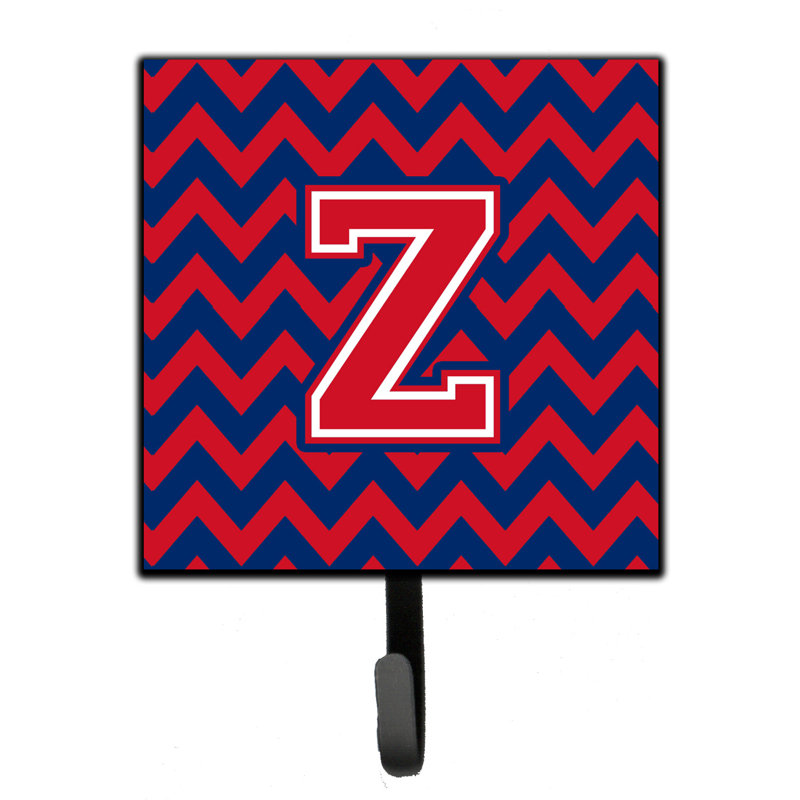 Organisateur de clés à motif de chevrons à motif de lettre avec c, Bleu de Yale / cramoisi