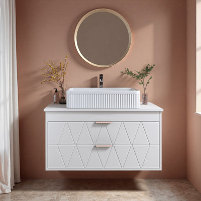 Meuble-lavabo simple 31,5 po avec lavabo vasque en céramique et armoire de rangement large 31,5 po