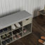 Banc de rangement, banc à chaussures, banc d'entrée avec coussin rembourré, tiroir et compartiments ouverts, banc avec rangement, banc à chaussures à 3 niveaux